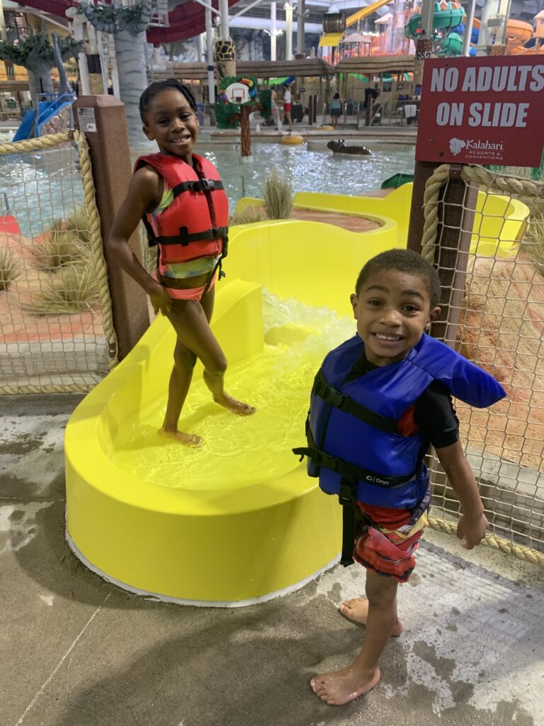 yellow kid slide at Kalahari 