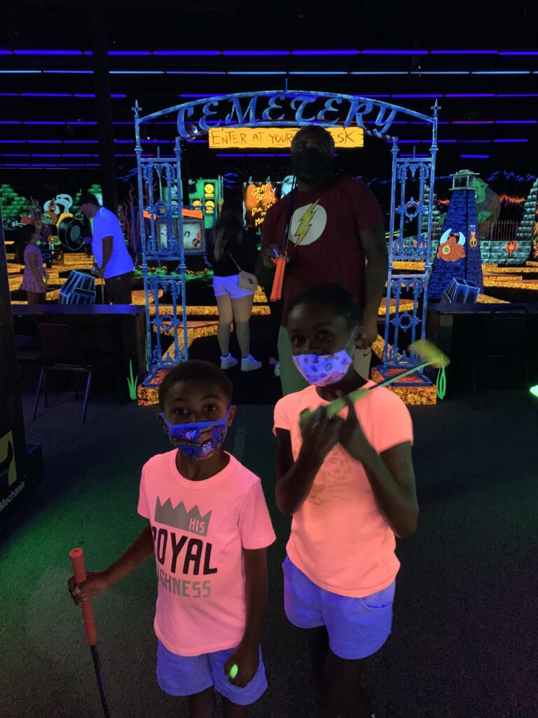 My kids at Monster Mini Golf