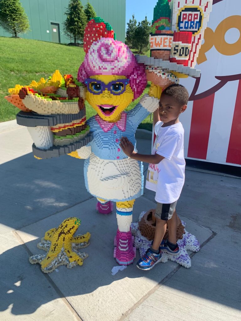 Bell hop made out of Legos at Legoland Ny